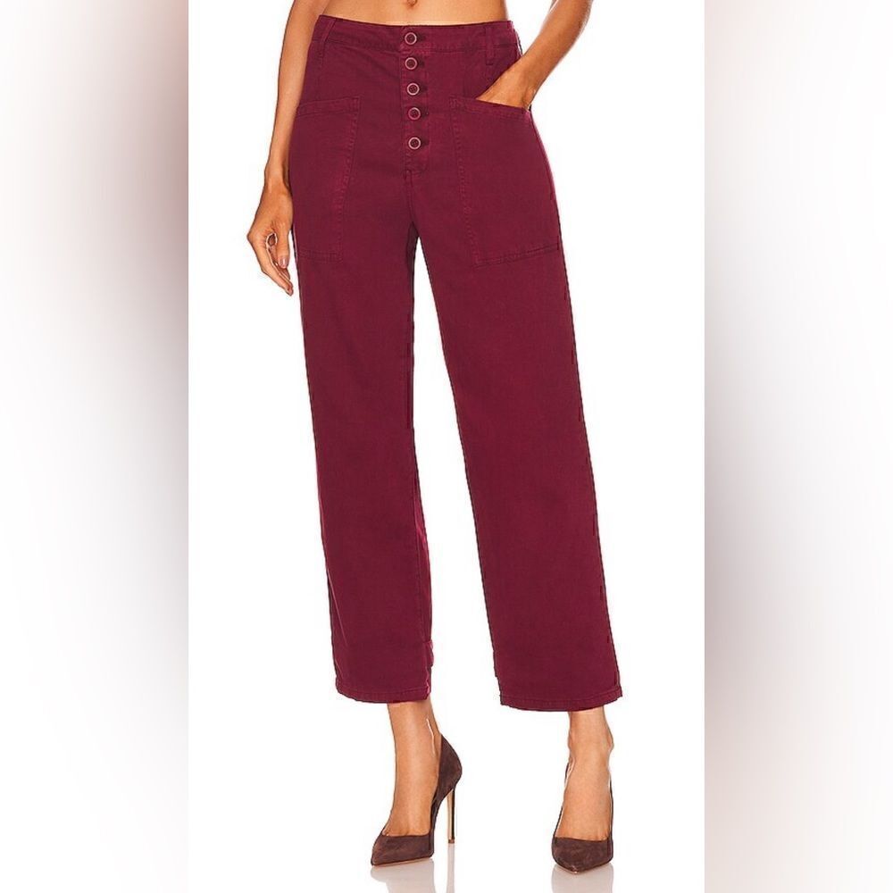 Pistola Tammy Trousers High Waisted Cropped Pants merlot Red Size 30. NWT - Picture 1 of 9